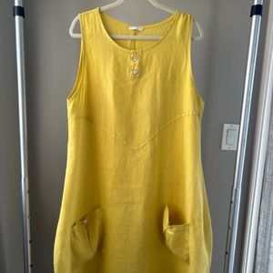 Yellow Linen Smock Dress